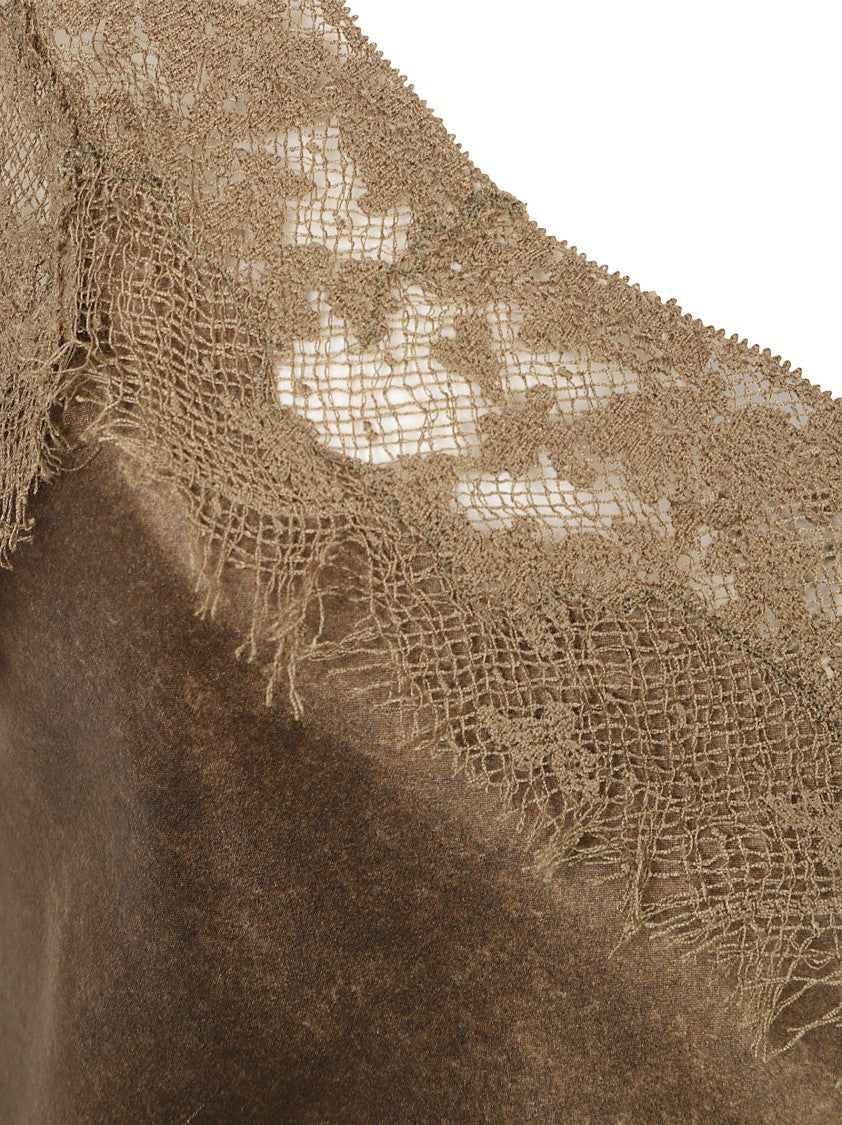 Ermanno Scervino Silk-Blend Camisole With Lace Trim By Ermanno Scervino