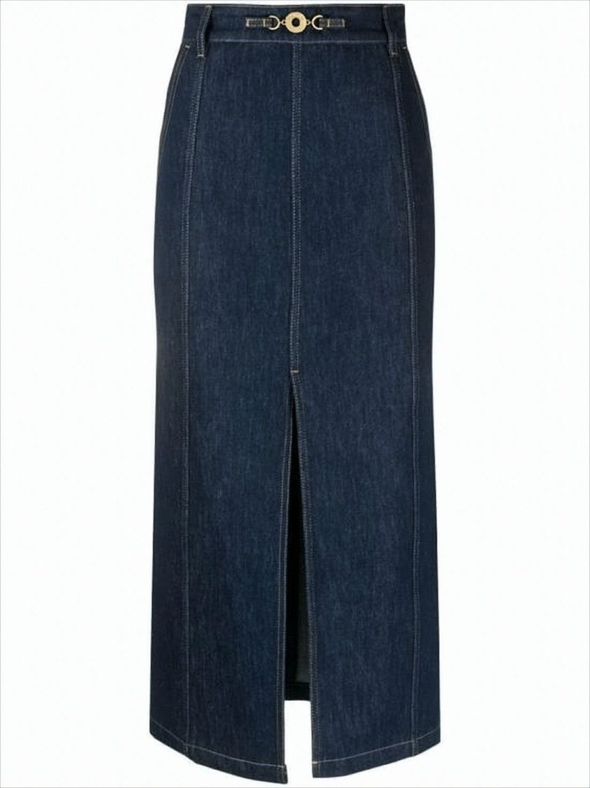 Patou Straight Silhouette Denim Skirt