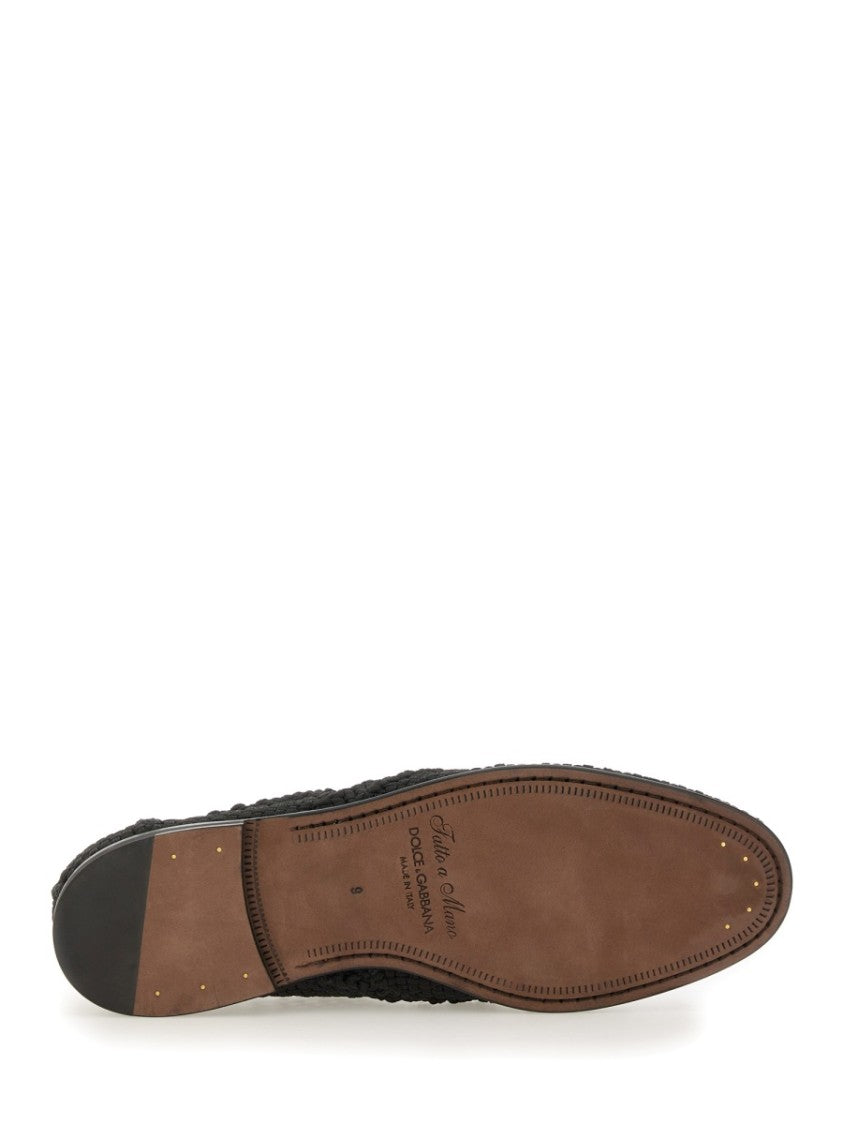 Dolce & Gabbana Woven Black Derby Shoe