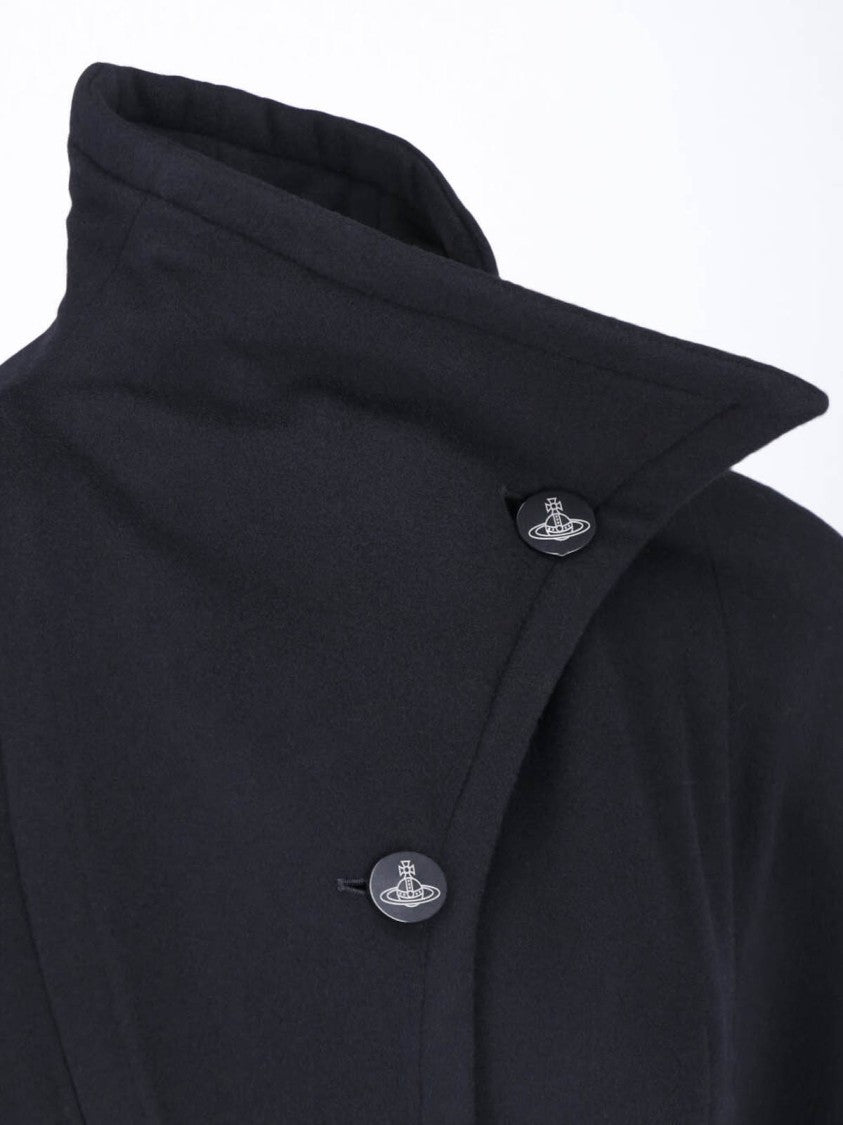 Vivienne Westwood Black Breeze Asymmetrical Flared Wool Cashmere Coat