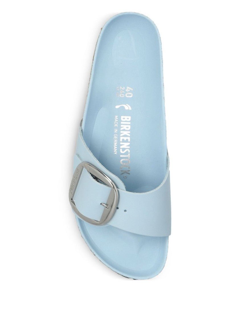 Birkenstock Pastel Blue Leather Sandals With Metallic Buckle