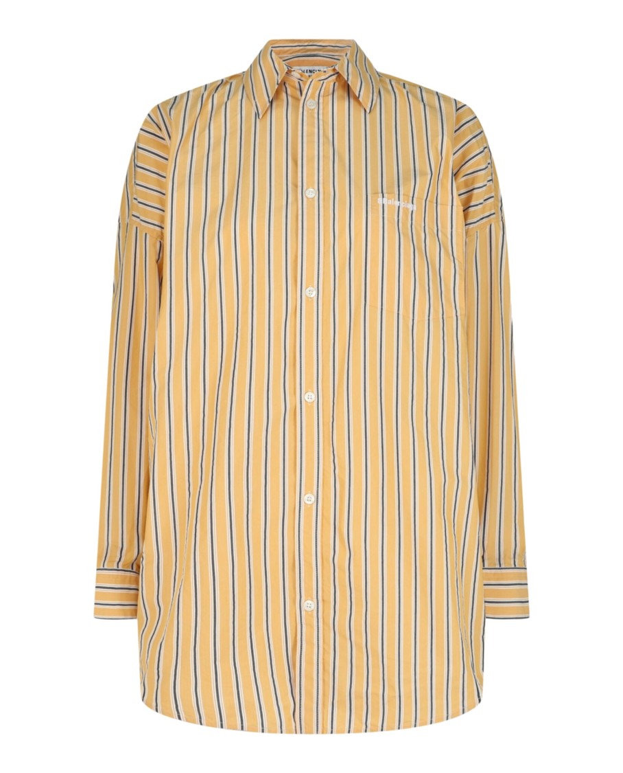 Balenciaga Cocoon Striped Poplin Shirt With Embroidered Logo