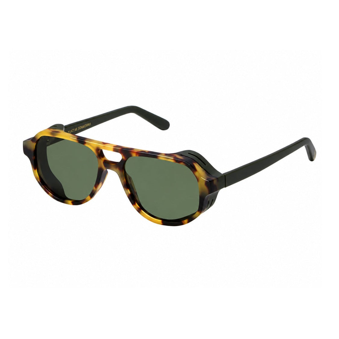L.G.R. Havana Acetate Sunglasses With Green Matte Lenses