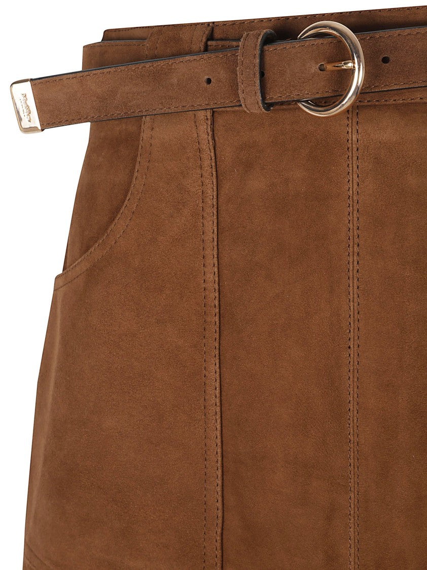 Max Mara Trapezoid Suede Midi Skirt
