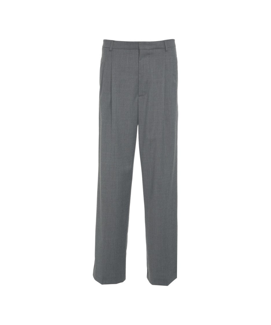 Amaranto Straight Leg Pleated Trousers With Hidden Zip Closure