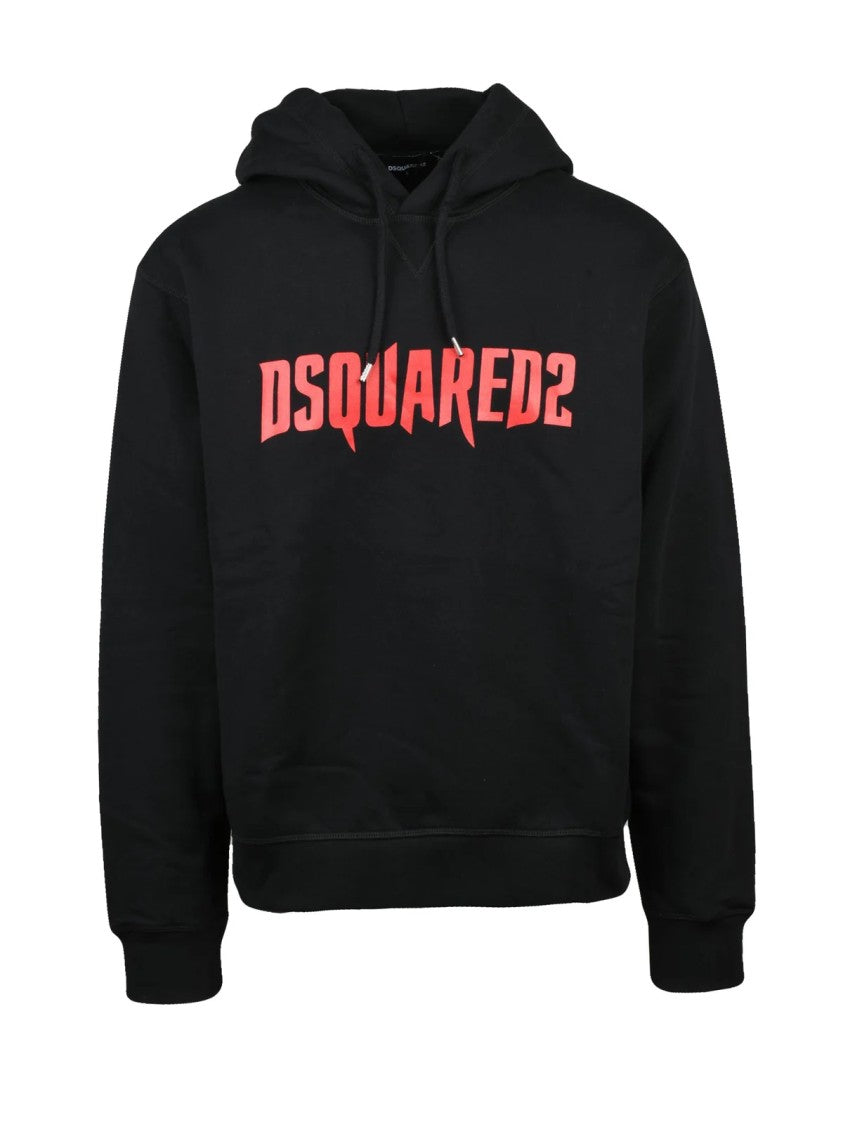 Dsquared2 Black Cotton Hooded Sweatshirt