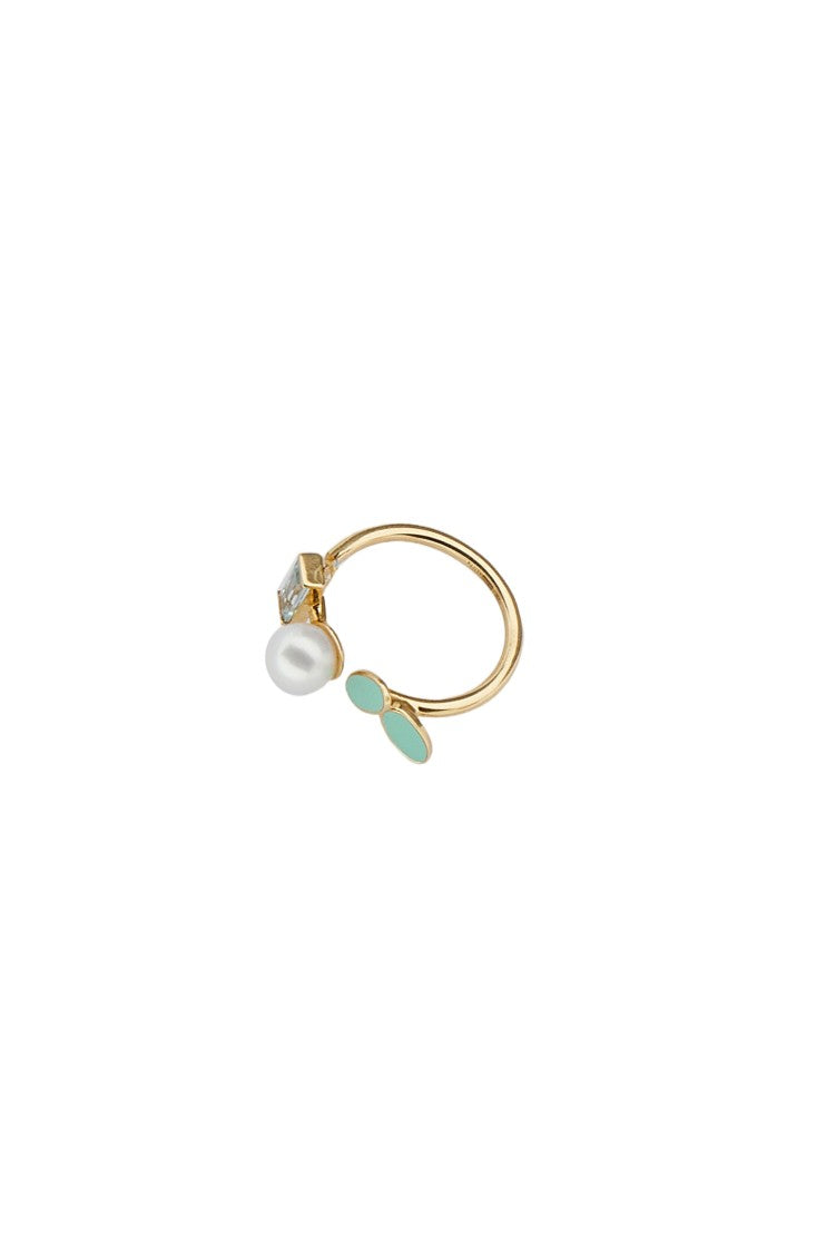 Aliita Mint Green Petalos Flor Ring