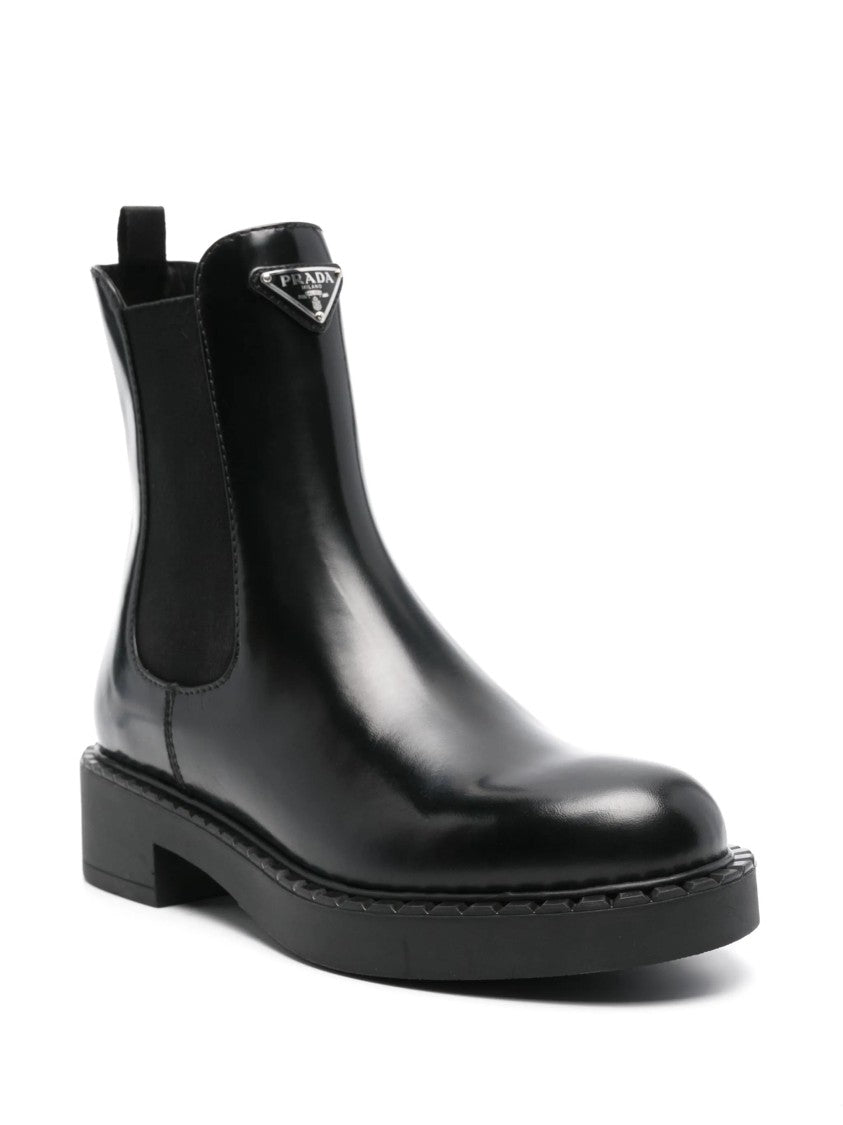 Prada Chocolate Brushed Leather Chelsea Boots