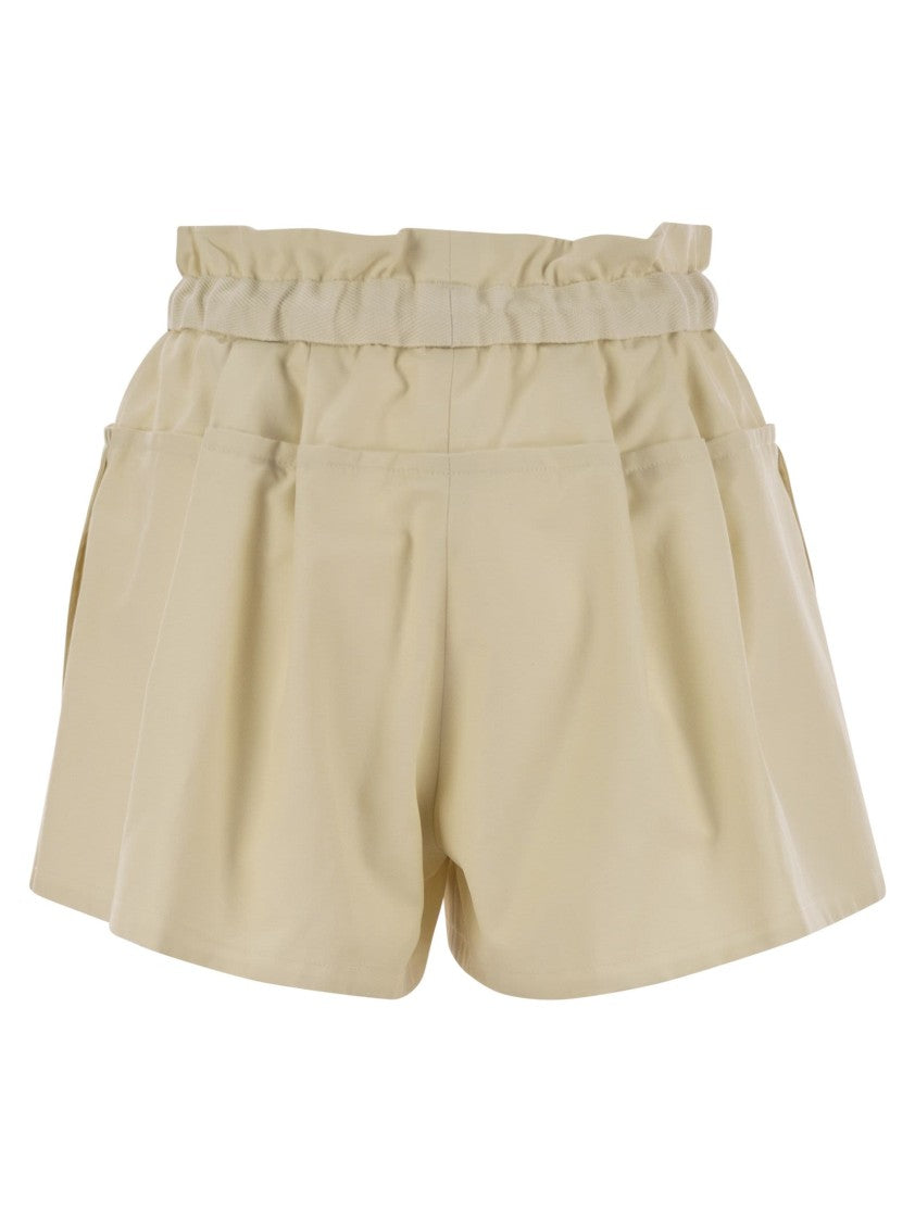 Moncler Flared Twill Shorts With Cotton Waistband