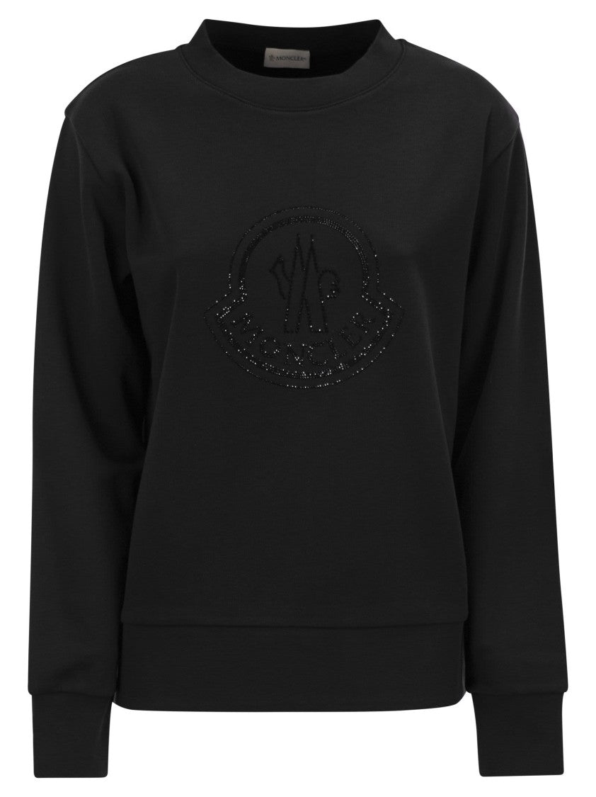 Moncler Loose-Fit Cotton Jersey Sweatshirt With Crystal Logo