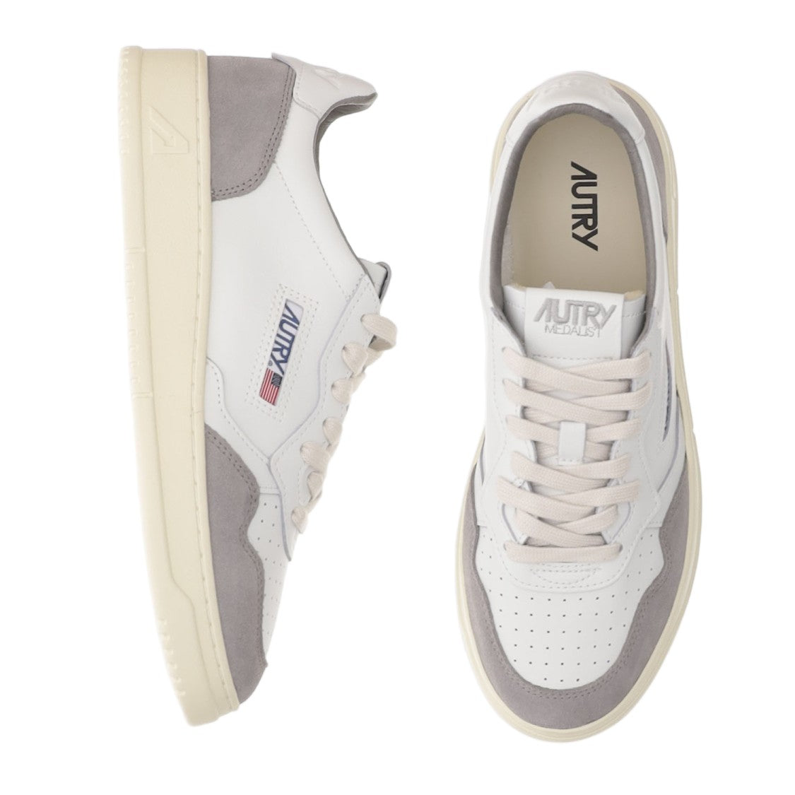 Autry Low-Top Leather Sneakers With Suede Inserts And Logo Details