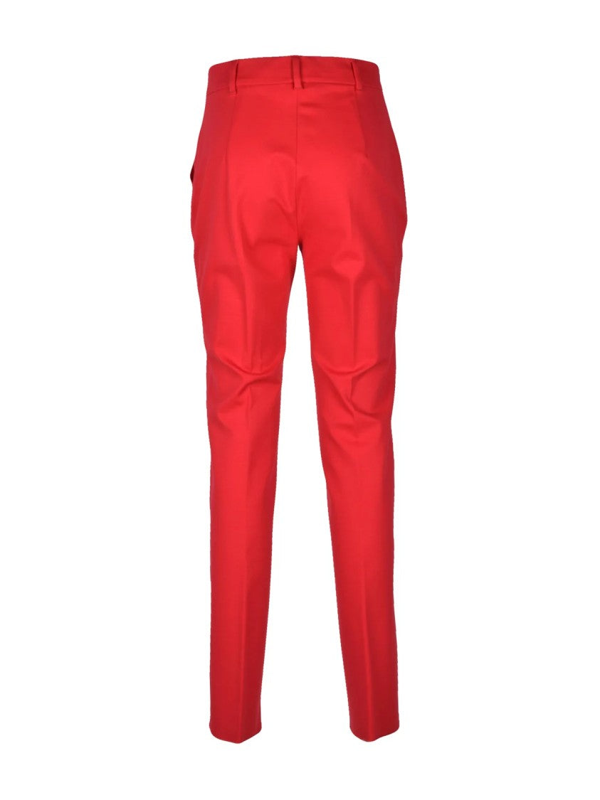 Max Mara Red Viscose-Blend Cigarette Straight-Leg Pants