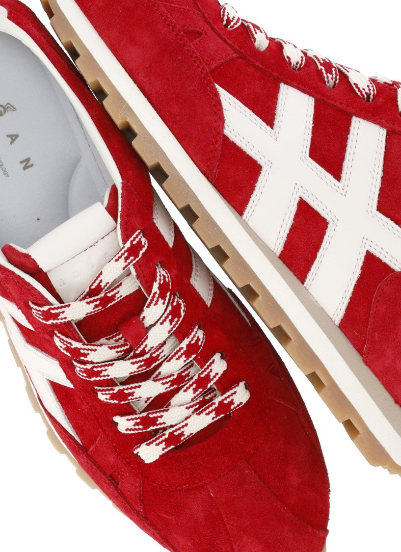 Hogan Red H701 Suede Sneakers