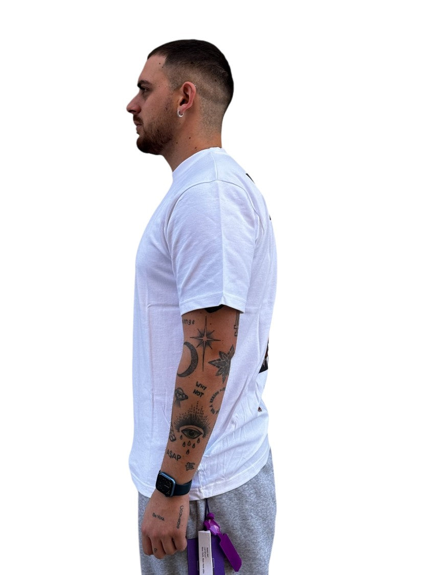 Nike X Off-White Artistic Cartoon Graphic T-Shirt With Metallic Accents