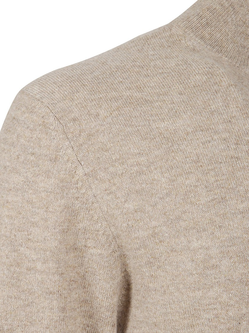 Ballantyne Plain Knit Beige Wool Sweater With Comfortable Fit