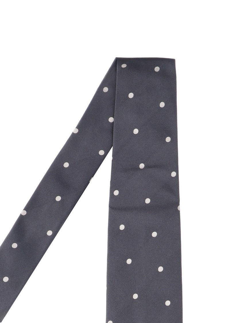 Lardini Silk Tie With White Polka Dots