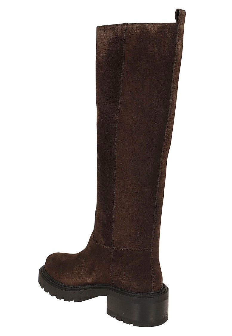 Via Roma 15 Dark Brown Suede Lug Sole Knee-High Boots