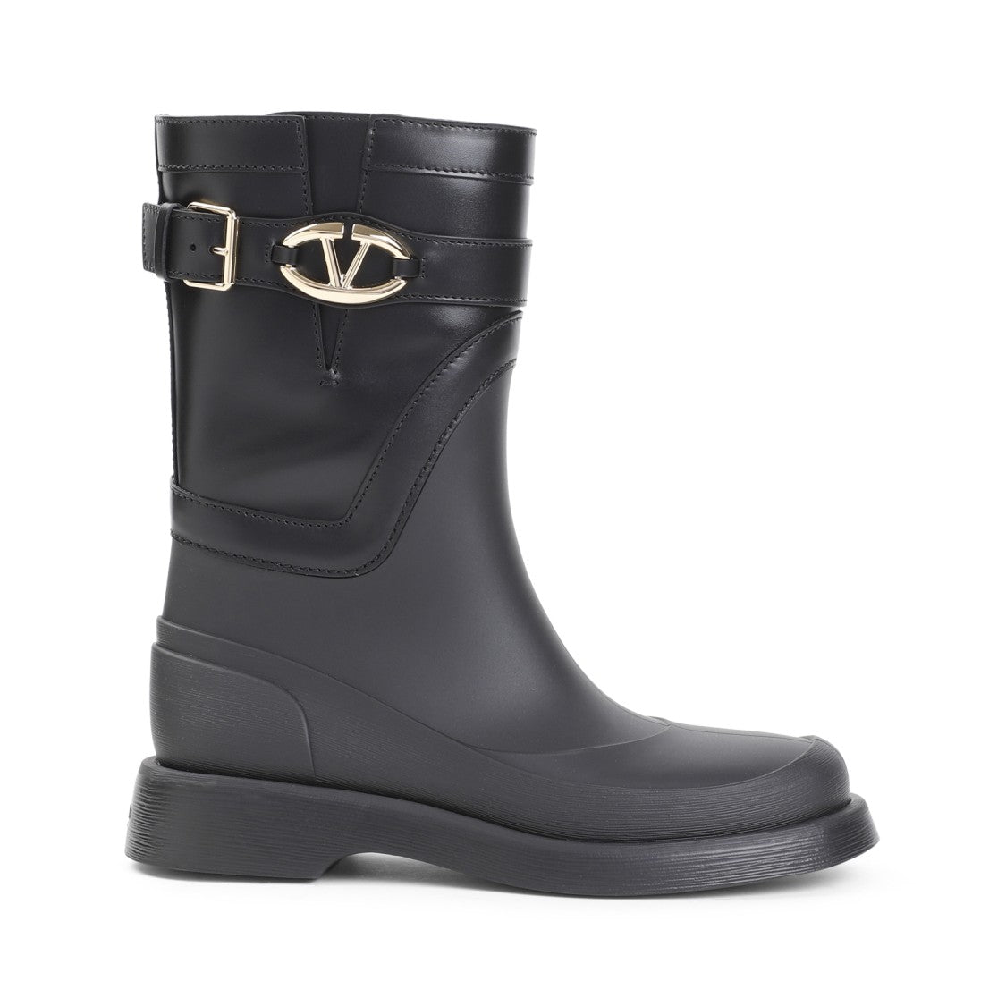 Valentino Black Calf Leather Ankle Boots