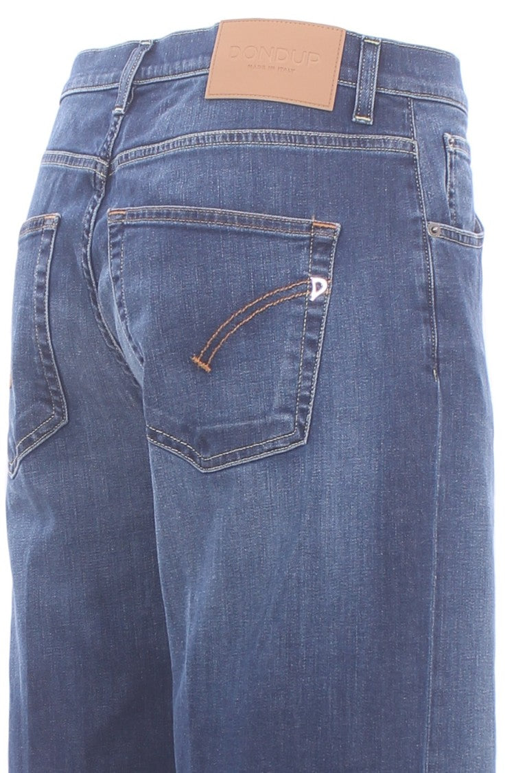 Dondup Wide Leg Medium Blue Jeans With Classic Five-Pocket Design