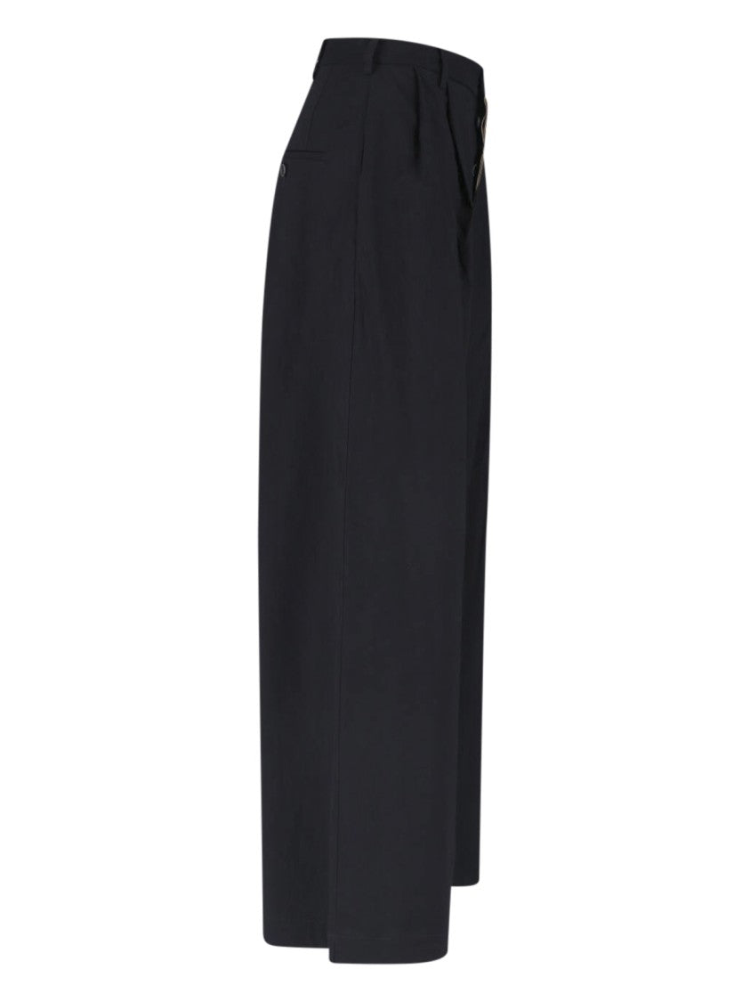 Uma Wang Black High-Waisted Wide-Leg Linen Trousers