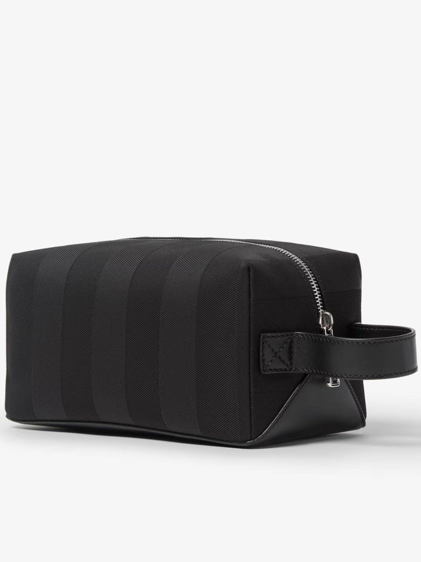 Fendi Rectangular Black Toiletry Bag With Sturdy Zipper Closure