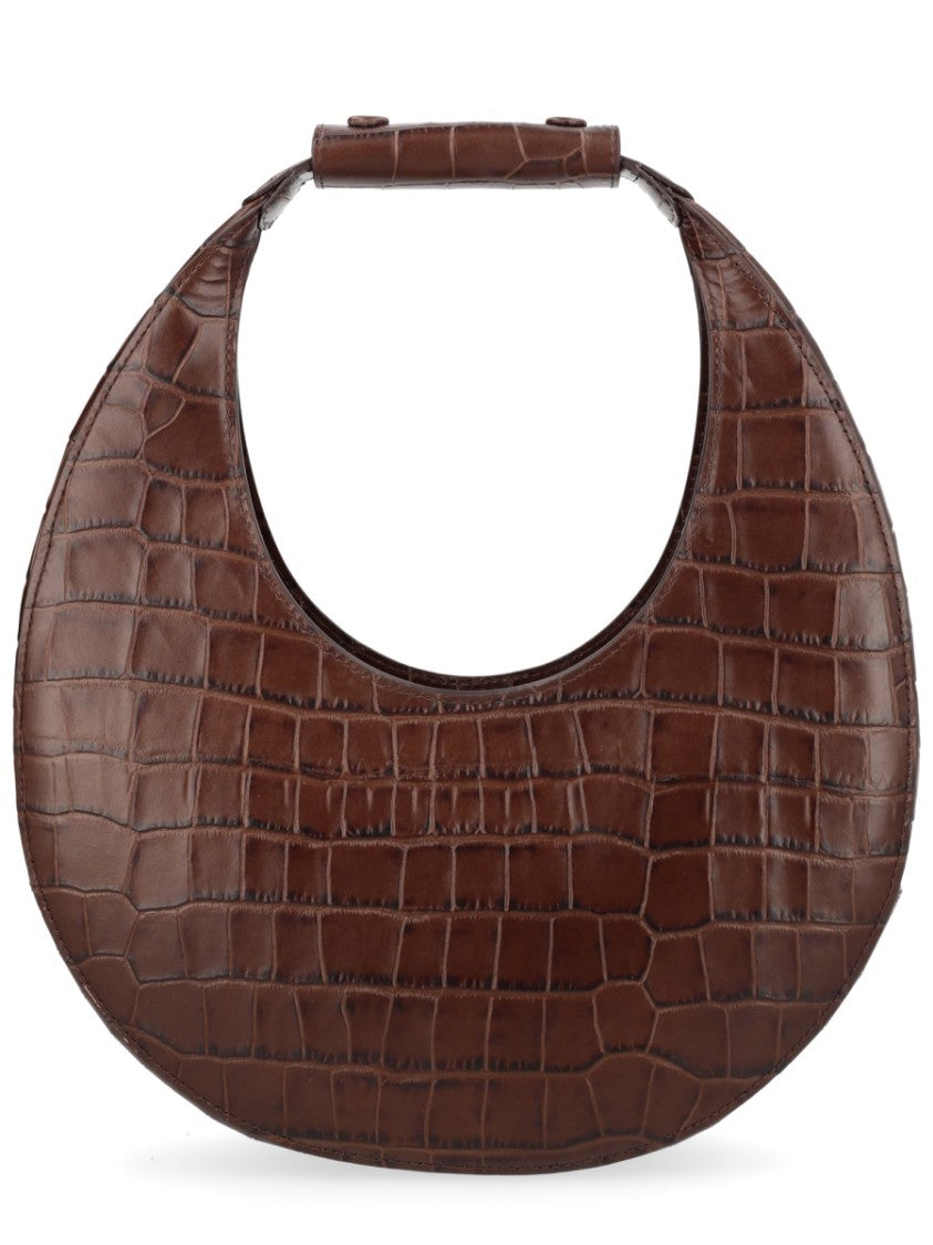 Staud Neutrals Moon Crocodile Embossed Leather Handbag