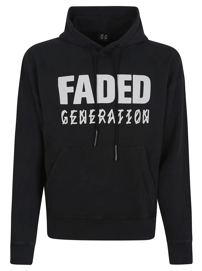 44 Label Group Faded Gen Cotton Hoodie With Drawstring Hood
