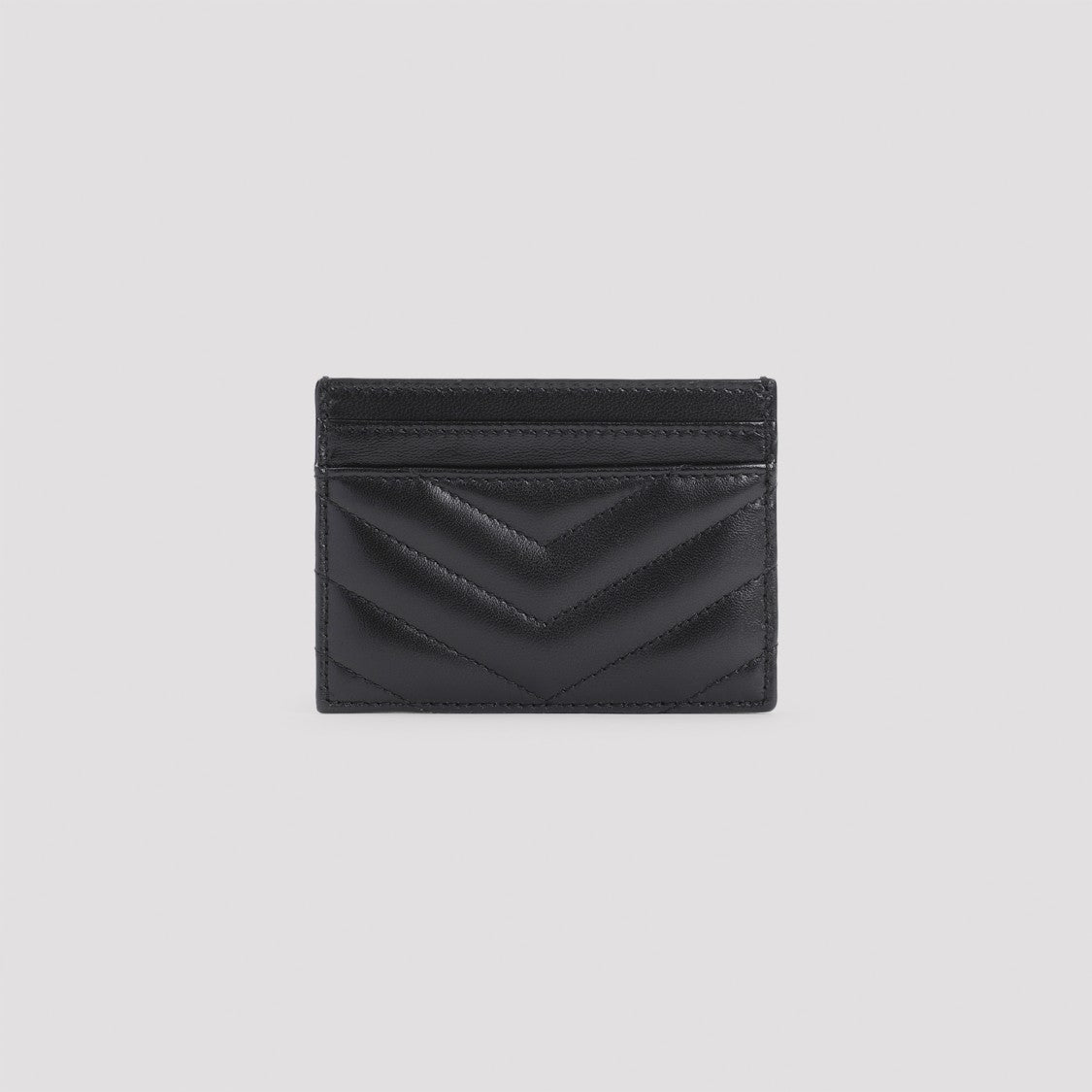 Saint Laurent Chevron-Quilted Black Calf Leather Wallet