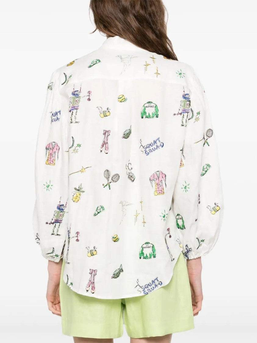 Alemais Playful All-Over Print Long Sleeve Shirt With Buttoned Cuffs