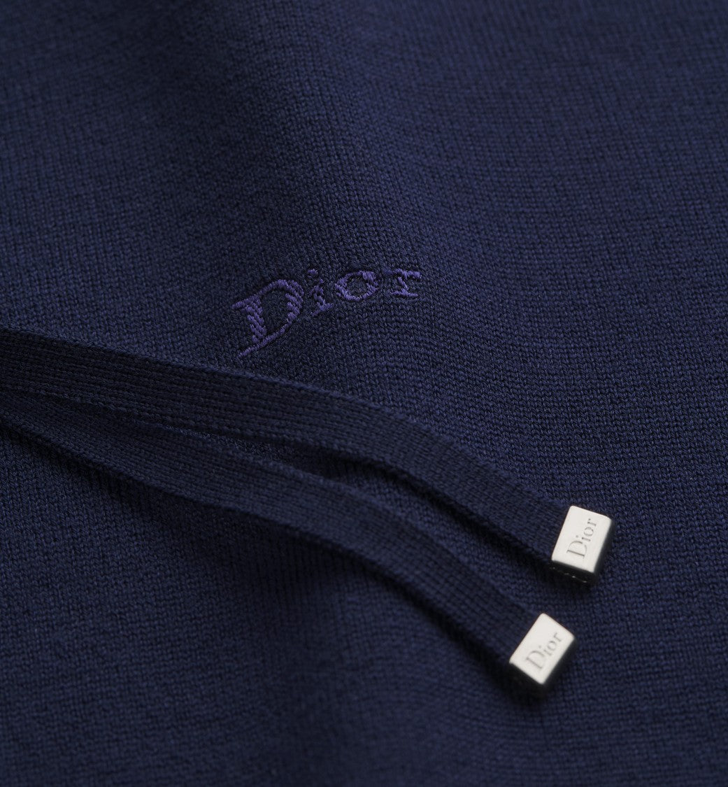 Christian Dior Deep Navy Knit Cardigan With Embroidered Detailing