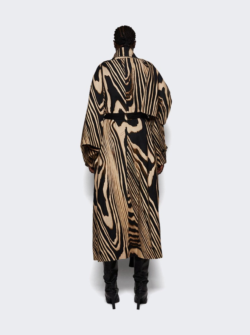 David Koma Zebra Print Trench Coat With Removable Overlay - Beige And Black