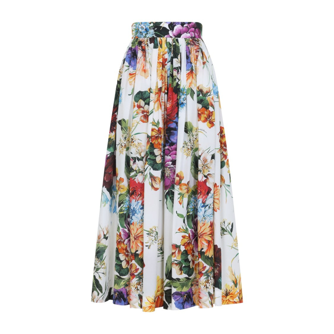 Dolce & Gabbana Multicolor Flower Cotton Midi Skirt