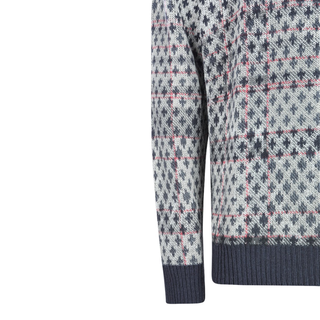 Vivienne Westwood Patterned Grey Knit Sweater With Embroidered 'Chaos'