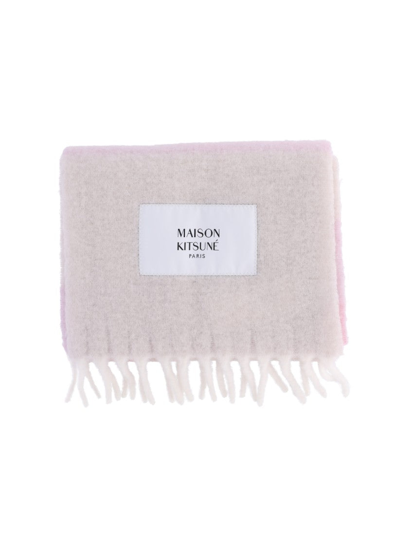 Maison Kitsuné Multicolor Striped Fringed Alpaca-Blend Scarf