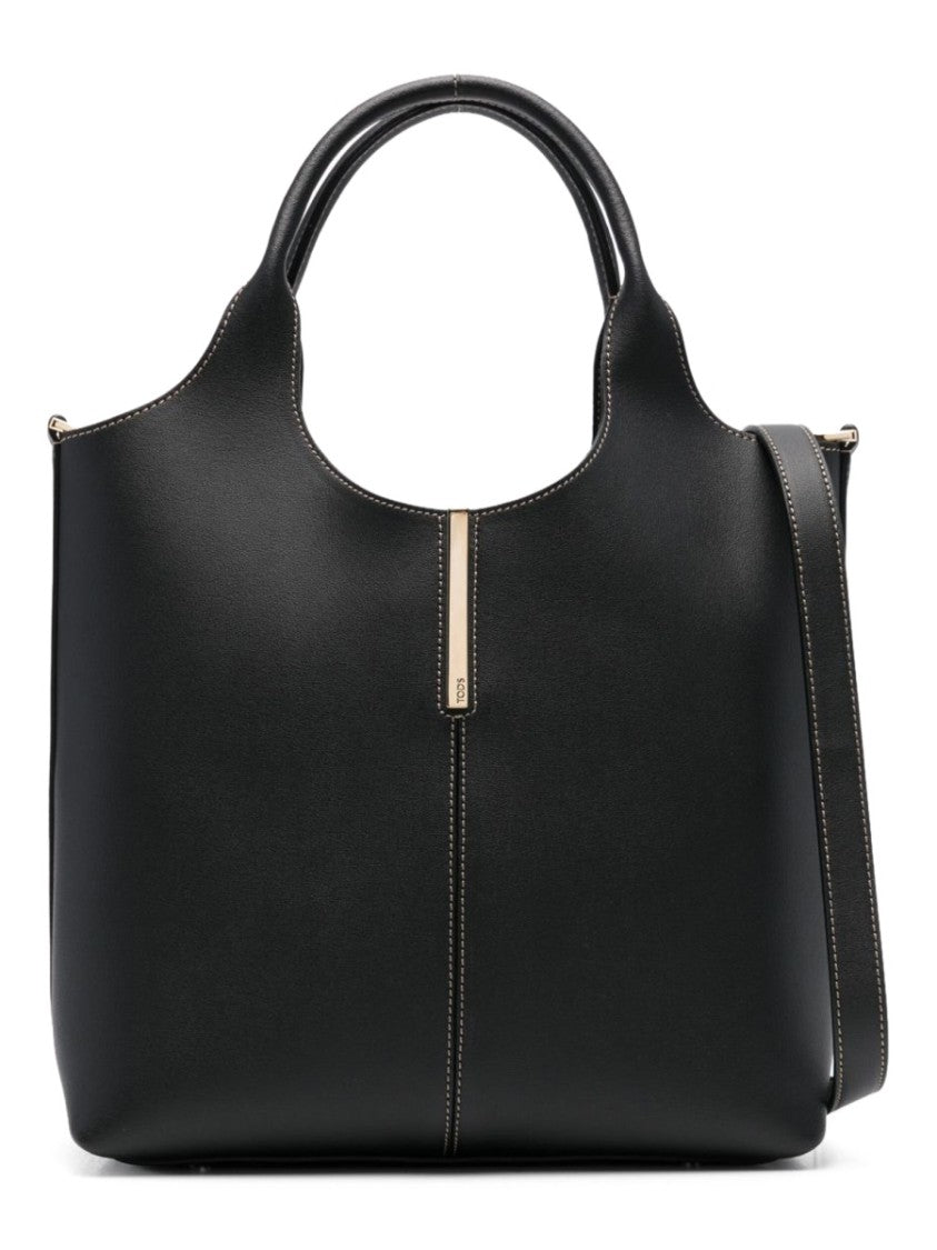 Tod's Black Structured Calfskin Shoulder Bag