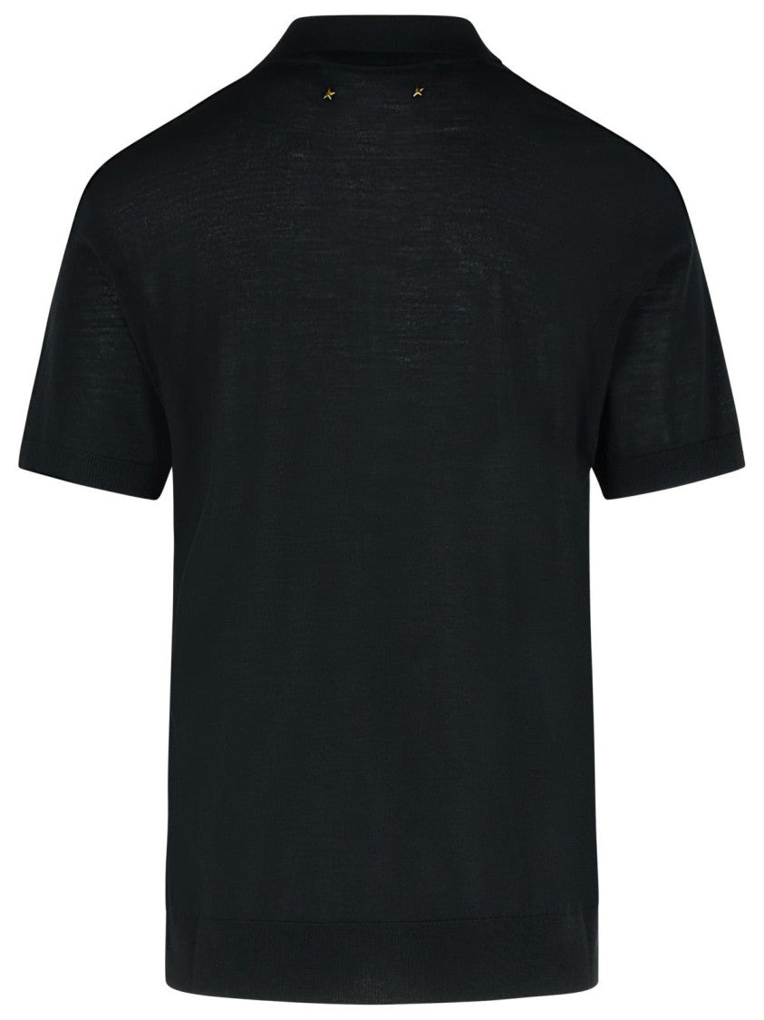 Golden Goose Black Virgin Wool Polo Shirt