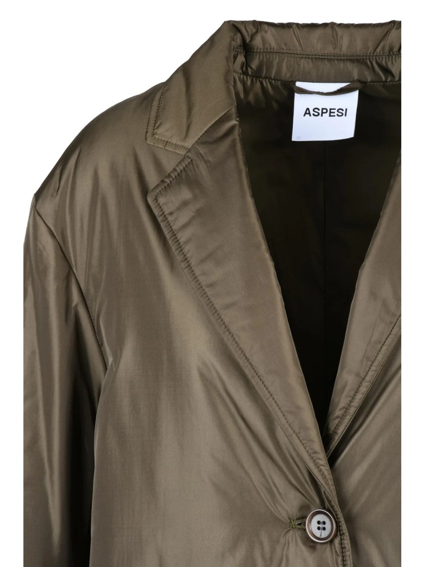 Aspesi Khaki Polyamide Padded Soju Overcoat