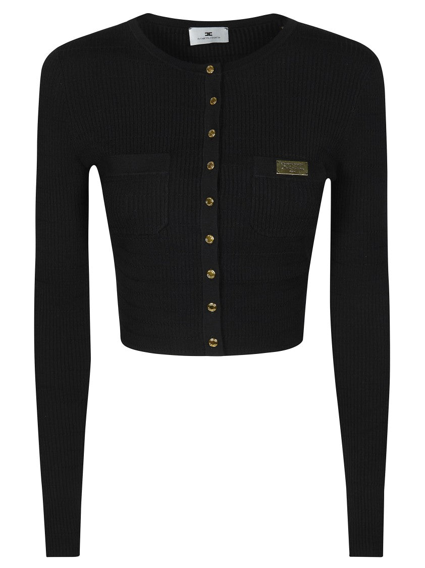 Elisabetta Franchi Cropped Ribbed Round Neck Top