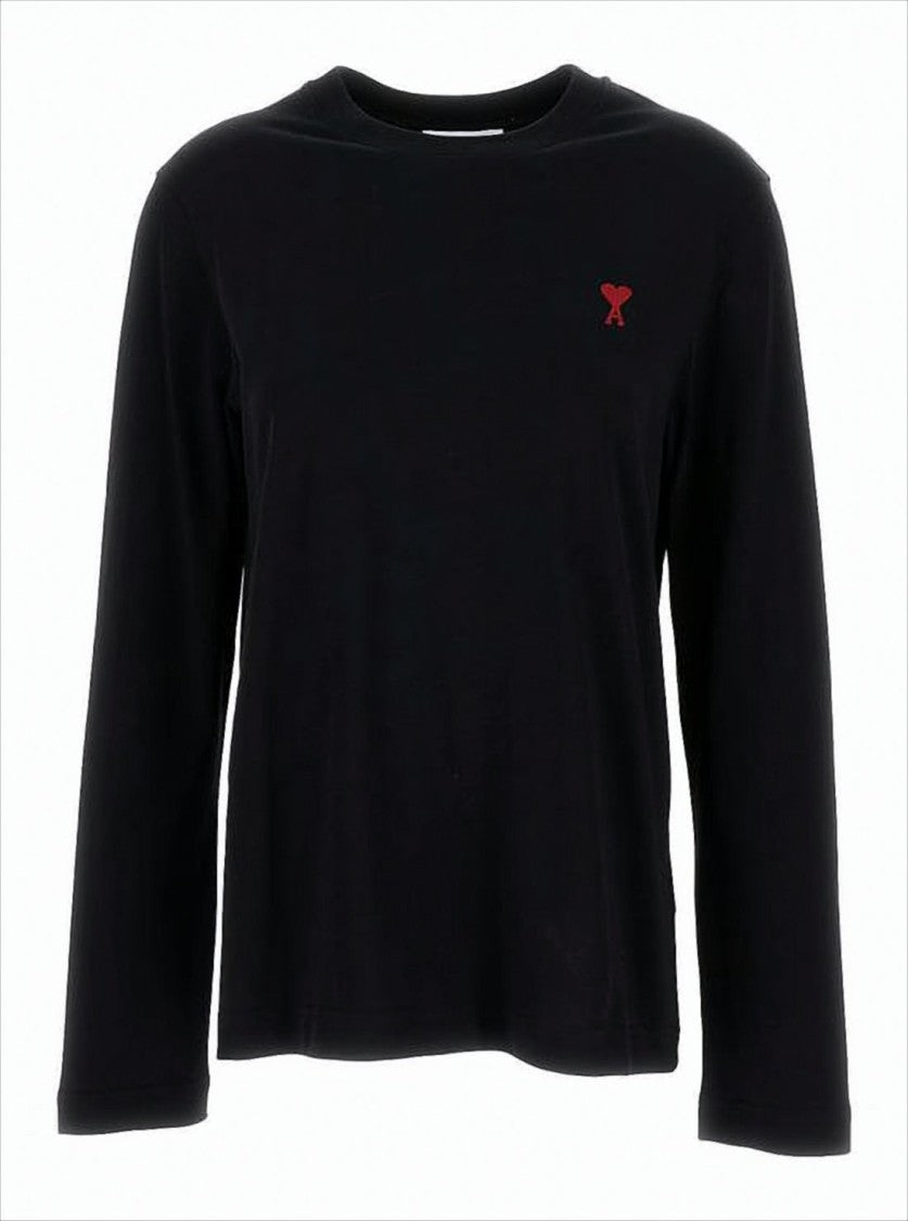 Ami Paris Relaxed-Fit Long Sleeve T-Shirt With Embroidered Detail