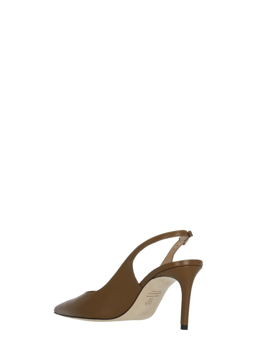 Stuart Weitzman Brown Power 75 Ankle Strap Slingback Pumps
