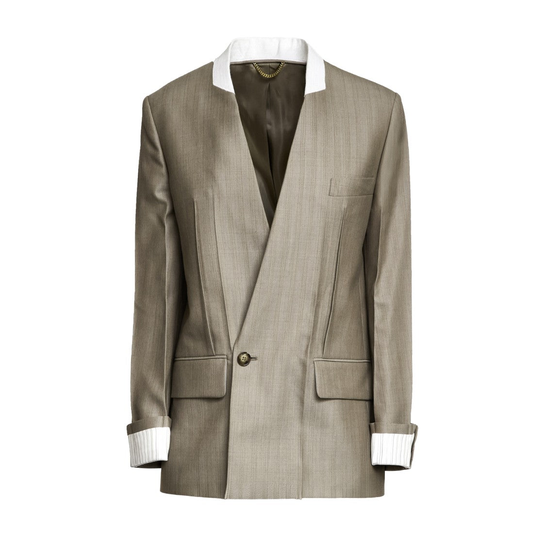 Victoria Beckham Half Double Breasted Collarless Blazer