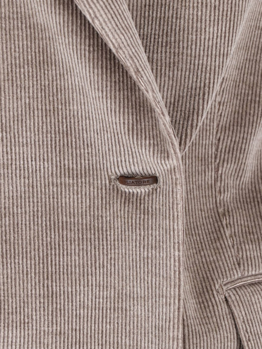 Tagliatore J-Jasmine Taupe Corduroy Double-Breasted Blazer