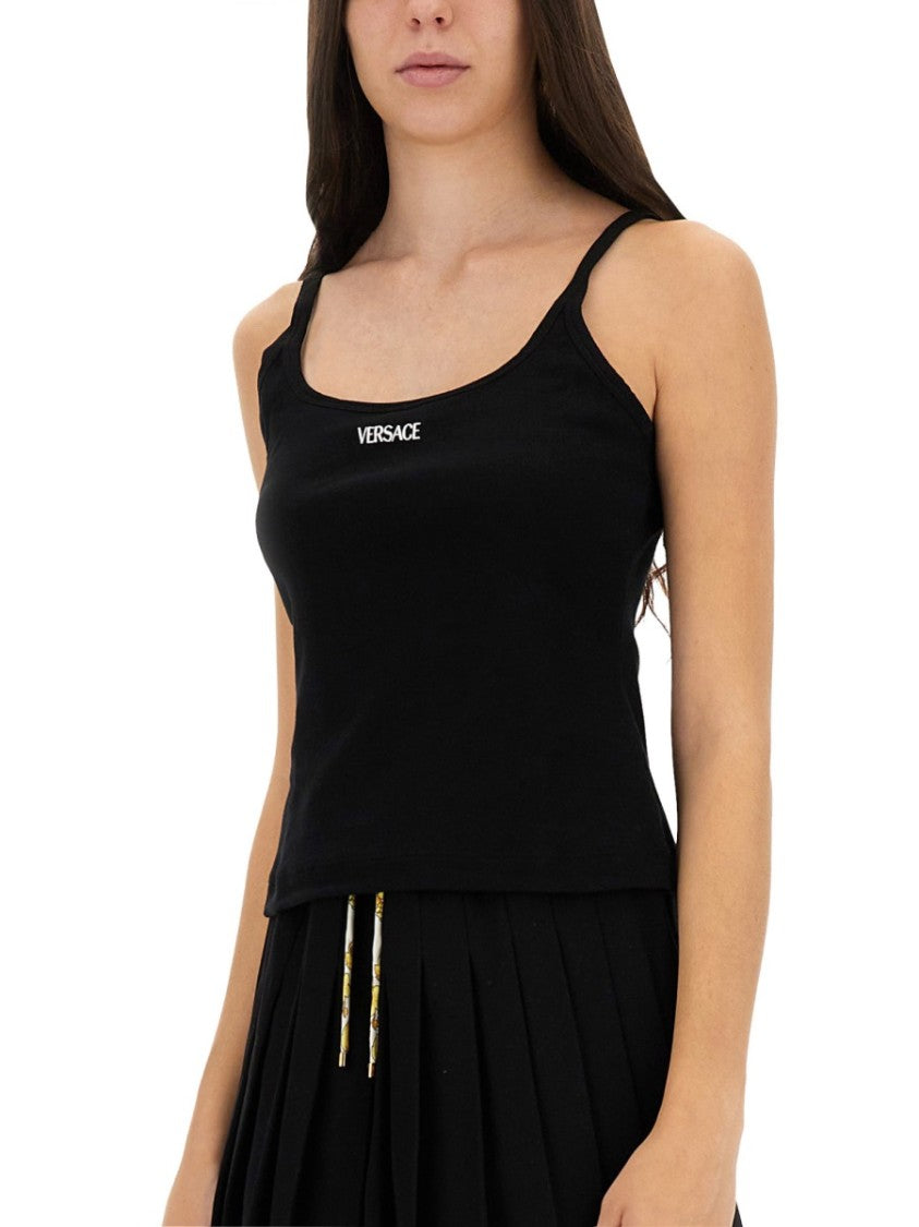 Versace Fitted Black Tank Top