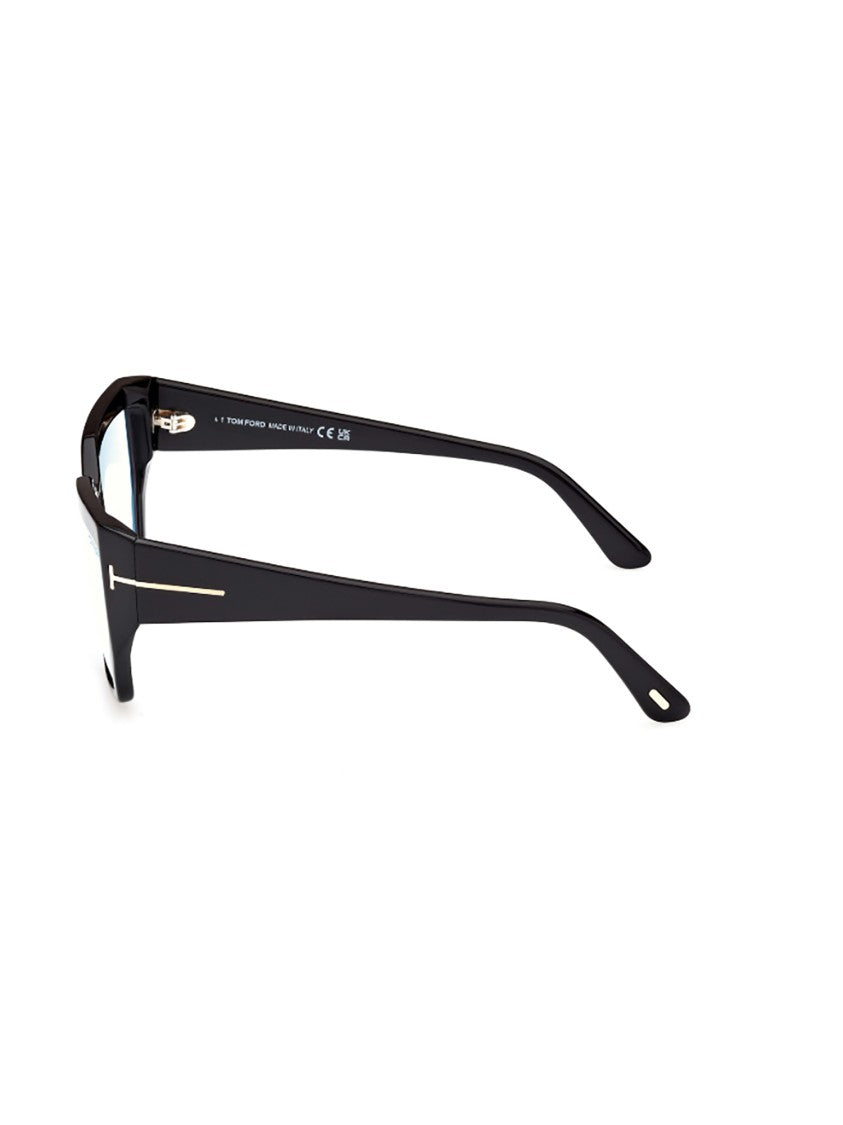 Tom Ford Bold Angular Black Optical Frames With Clear Lenses