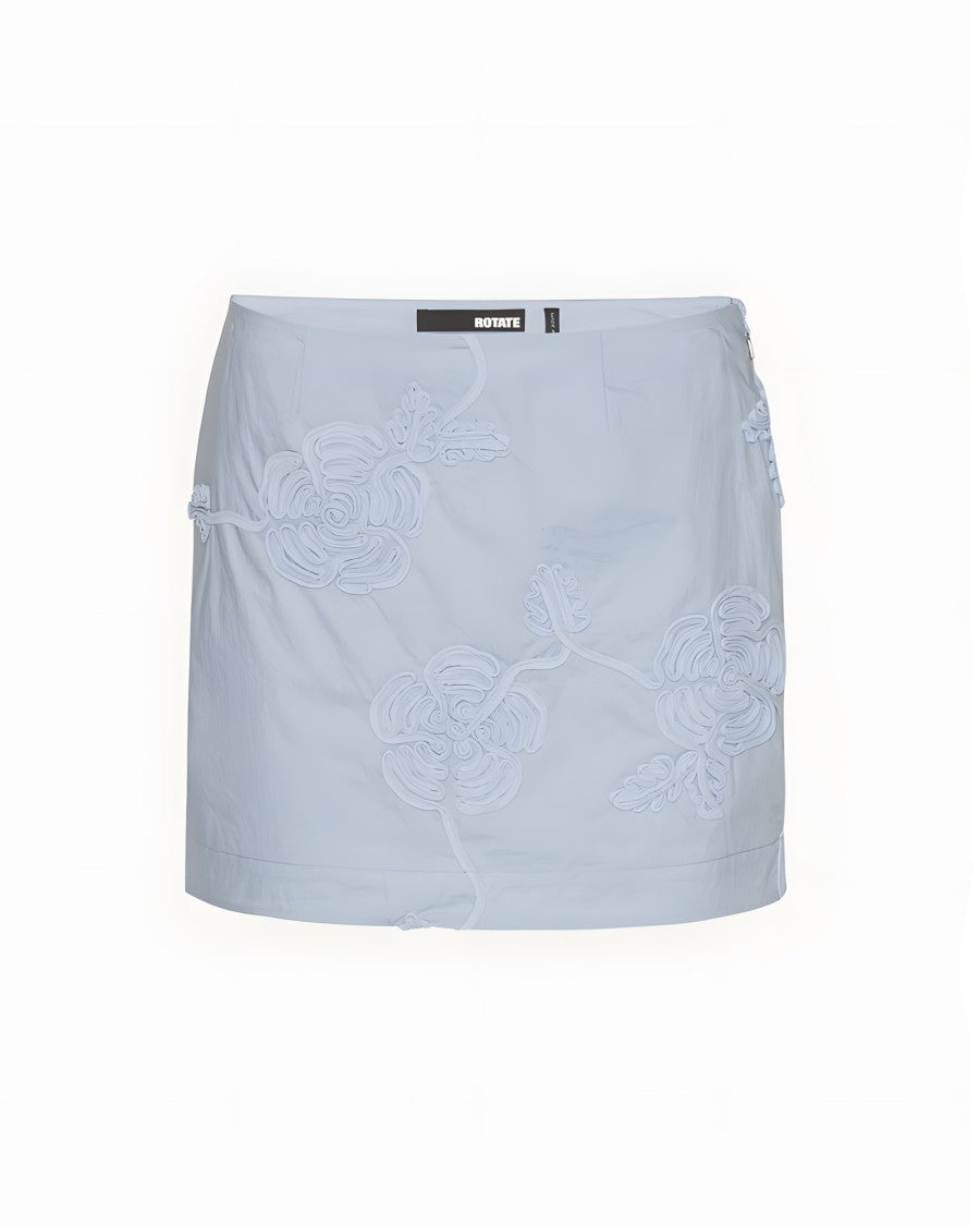 Rotate Floral Embroidery Miniskirt
