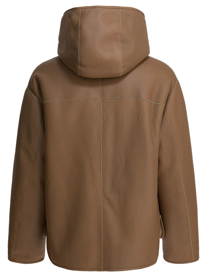 Furling By Giani Reversible Brown Calfskin Jacket