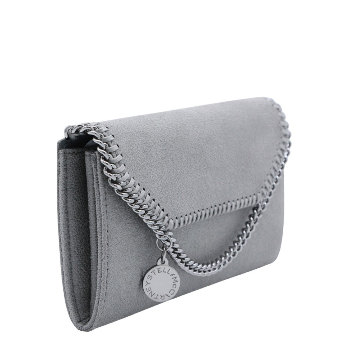 Stella Mccartney Grey Textured Clutch Bag With Whipstitch Detailing