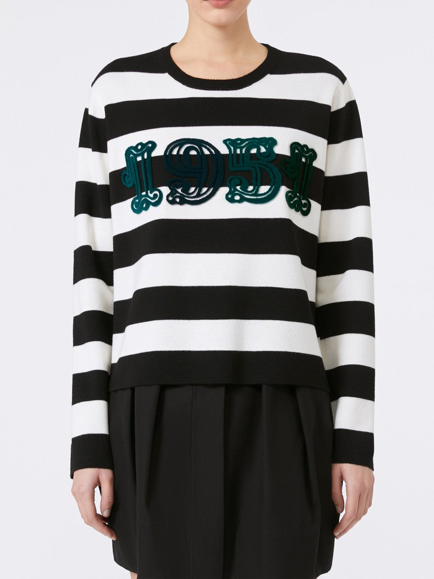 Max Mara Black Viterbo Boxy Striped Wool Sweater