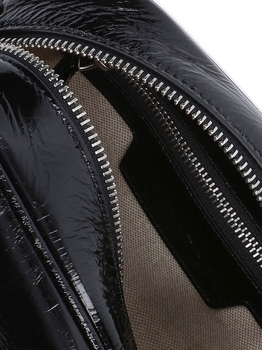 Courrèges Black Reedition Crinkle Patent Camera Bag