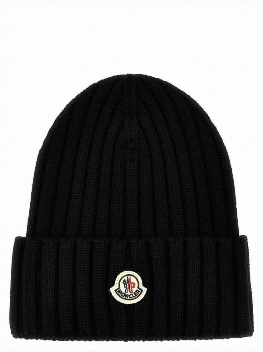 Moncler Ribbed Wool Beanie With Embroidered Logo